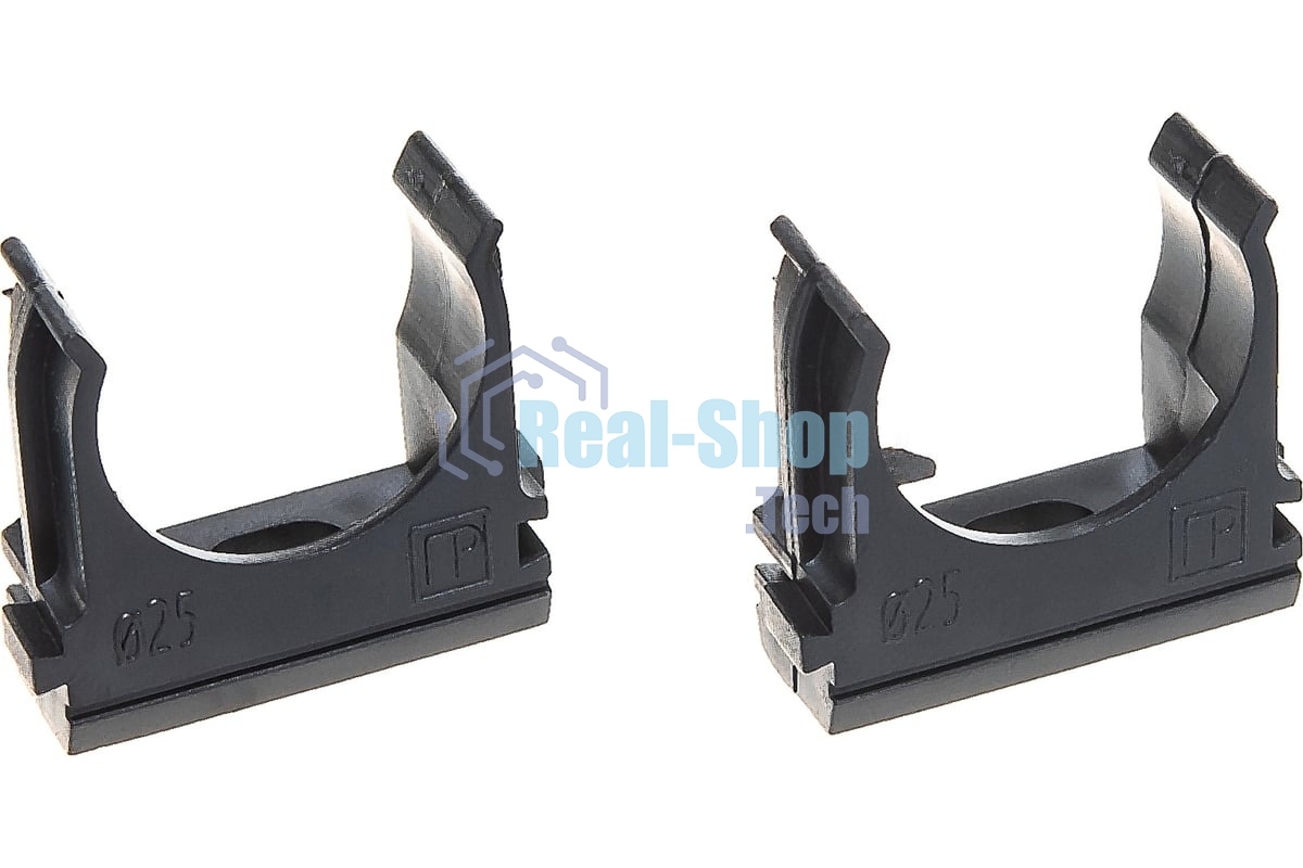 Крепеж-клипса для труб Полистирол черная д25 (100шт/1000шт уп/кор) Промрукав