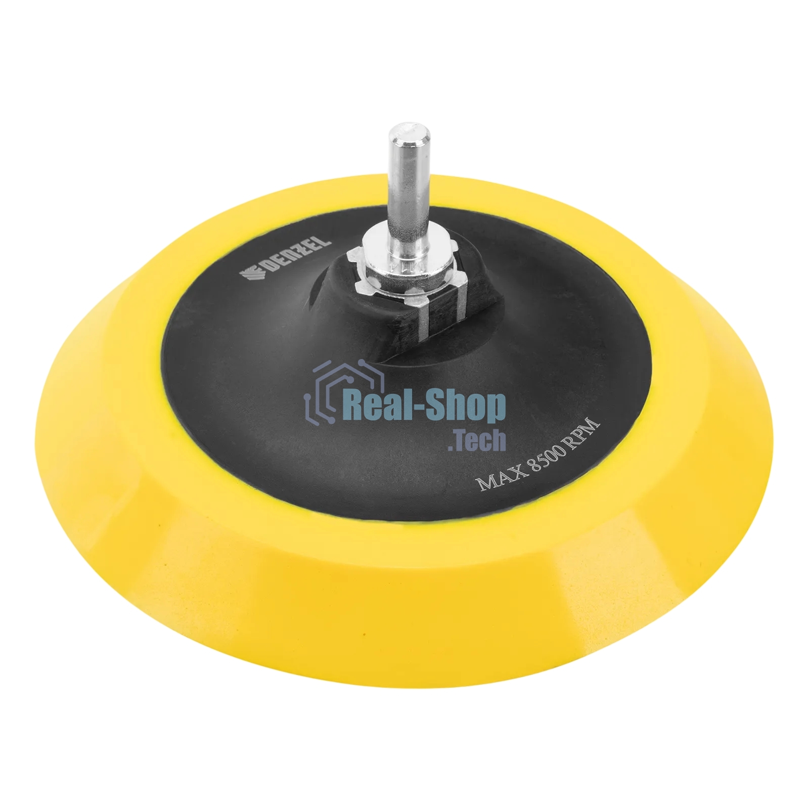 Тарелка опорная Denzel для дрели и УШМ с липучкой, 150 мм, мягкая, с адаптером c М14 на d8