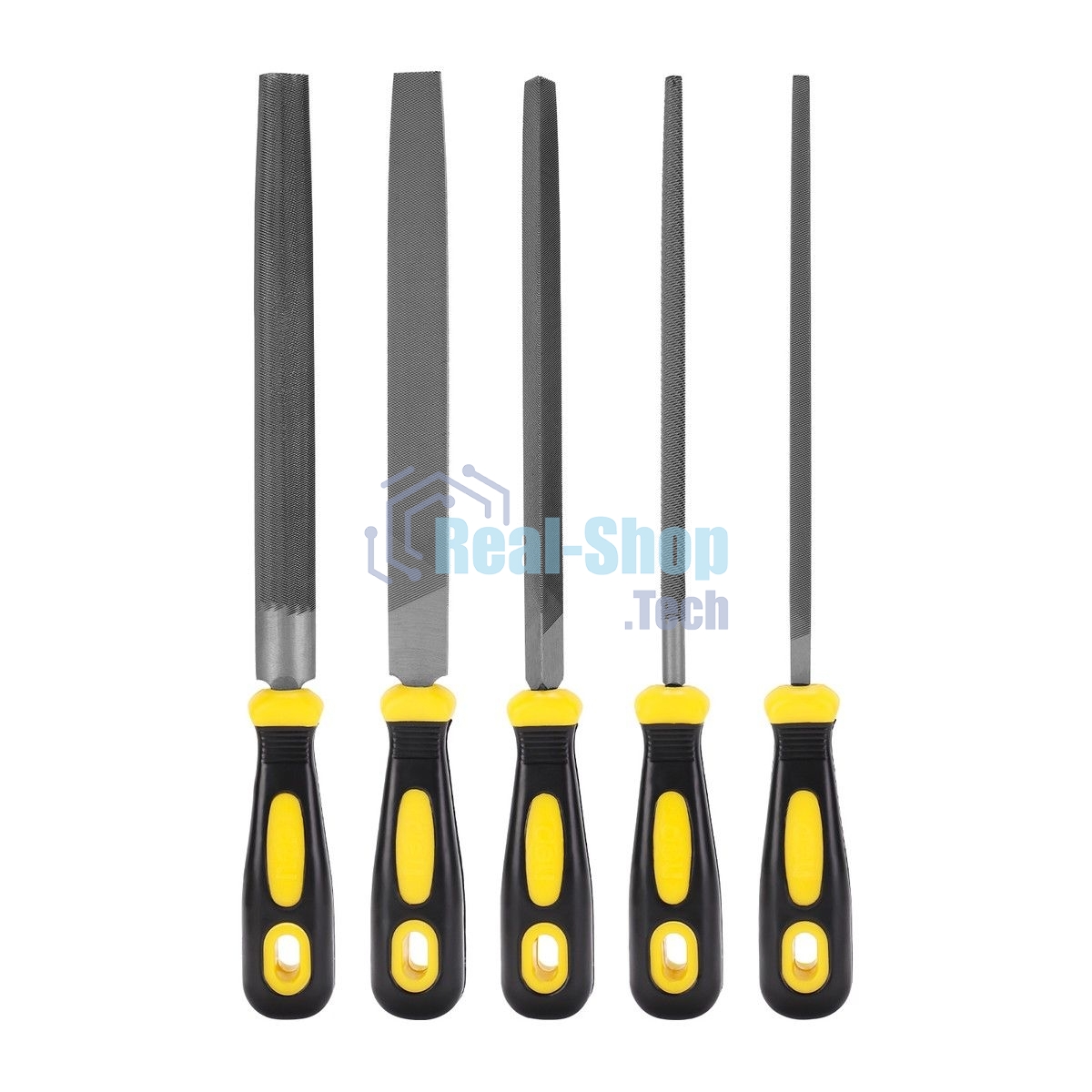 Набор напильников Deli DL352085 5шт Корпус напильника изготовлен из инструментальной стали T12. Обрезиненная платиковая ручка.