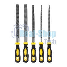 Набор напильников Deli DL352085 5шт Корпус напильника изготовлен из инструментальной стали T12. Обрезиненная платиковая ручка.