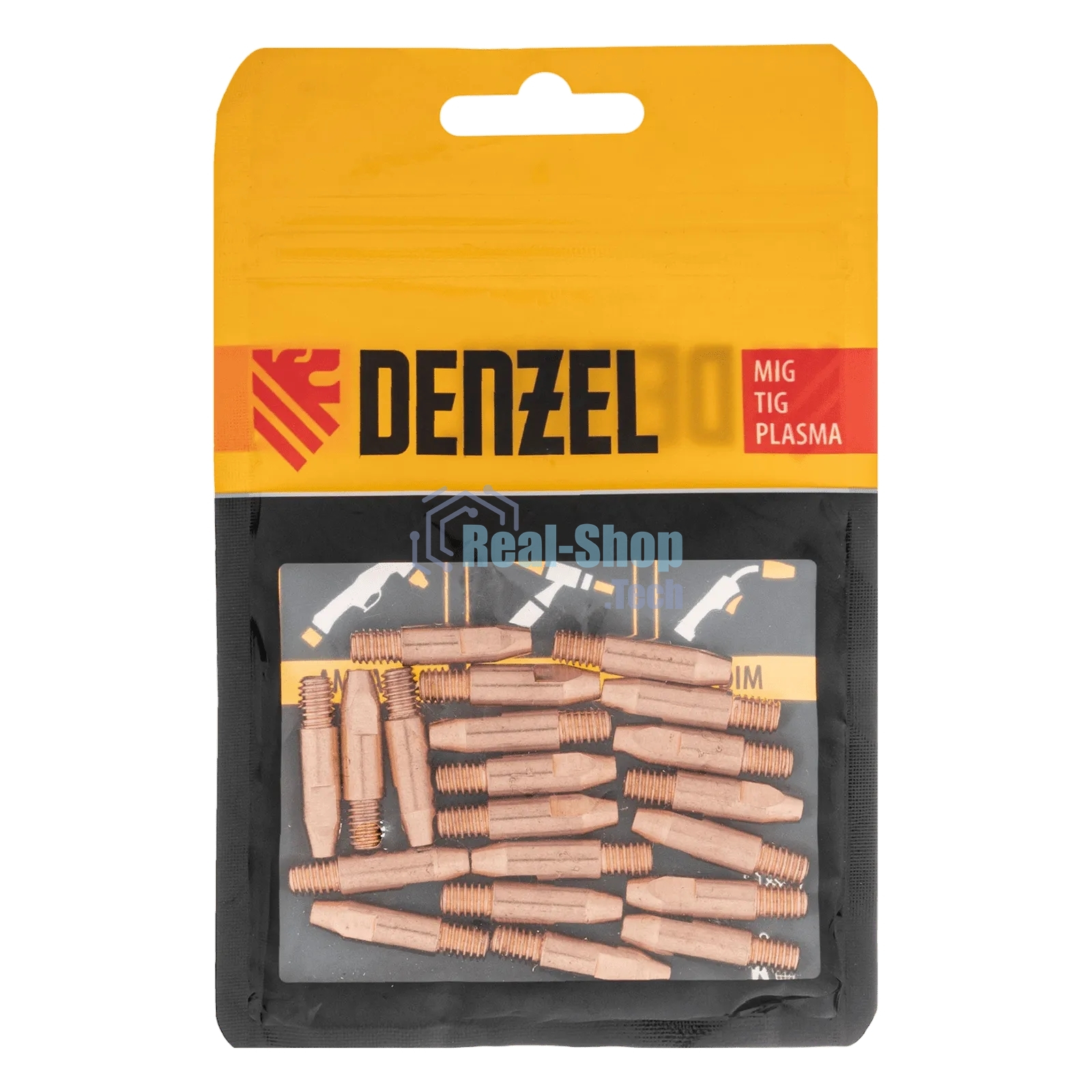 Токосъемный наконечник под проволоку Denzel 1,2 мм, М6х28, E-CU, 20 шт для MIG горелки тип 24