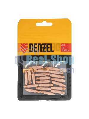 Токосъемный наконечник под проволоку Denzel 1,2 мм, М6х28, E-CU, 20 шт для MIG горелки тип 24
