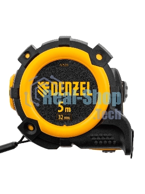 Рулетка Denzel 5 м х 32 мм, автоматич. фиксац., нейлон. покрытие, магнит. зацеп, двухстор. разметка