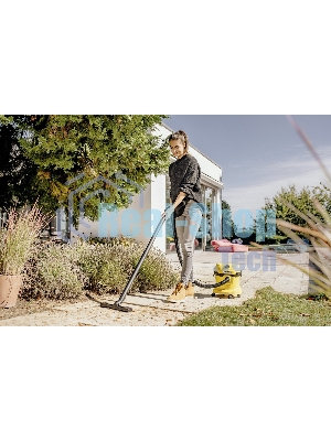 Хозяйственный пылесос Karcher WD 2 Plus V-12/6/18/C желтый, 1000 Вт, уборка сухая/влажная, пылесборник мешок/контейнер, 12 л