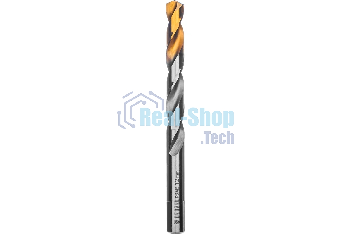 Сверло спиральное по металлу Denzel 12 x 151мм, Р6М5, Golden Tip