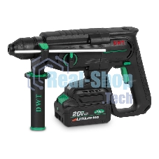 Перфоратор аккумуляторный DWT ABHP-20-26D-4C2 BMC/20В/2.8 Дж/до 5300 уд.в мин/до 1200 об.в мин/SDS-Plus/бесщеточный мотор/плавный пуск/реверс/LED-подсветка/2 АКБ, 4 А·ч/ЗУ/кейс/черный (ABHP-20-26D-4C2 BMC)