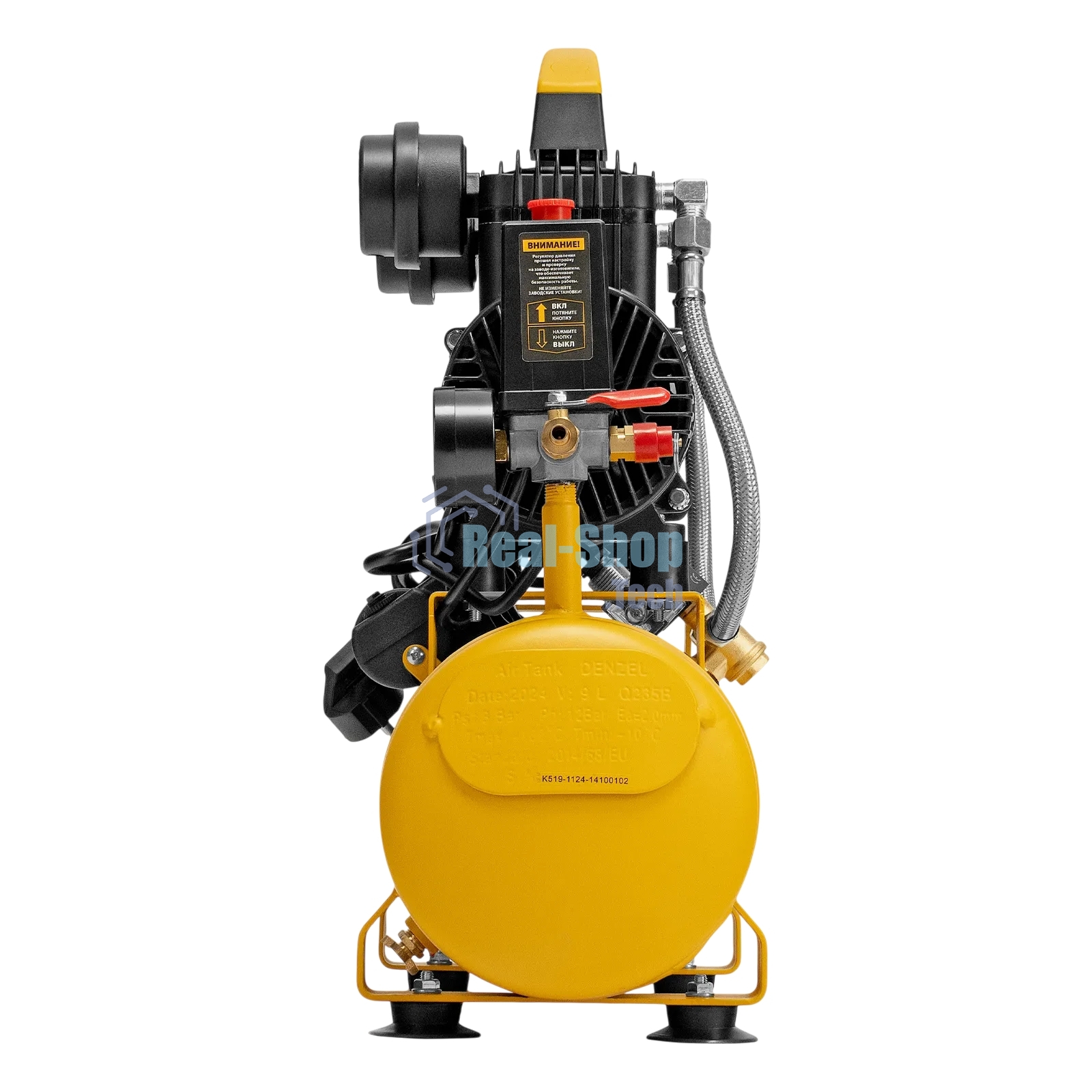 Компрессор безмасляный малошумный Denzel DLP-950/10, 950 Вт,10 л, 2850 об/мин, 170 л/мин