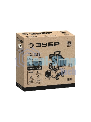 Компрессор воздушный безмасляный, 200 л/мин, 6 л, 1500 Вт, Зубр