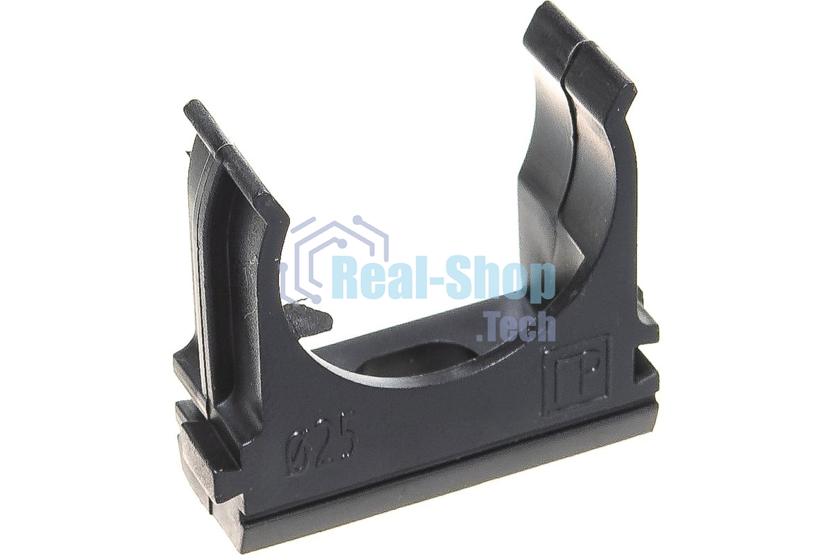 Крепеж-клипса для труб Полистирол черная д25 (100шт/1000шт уп/кор) Промрукав