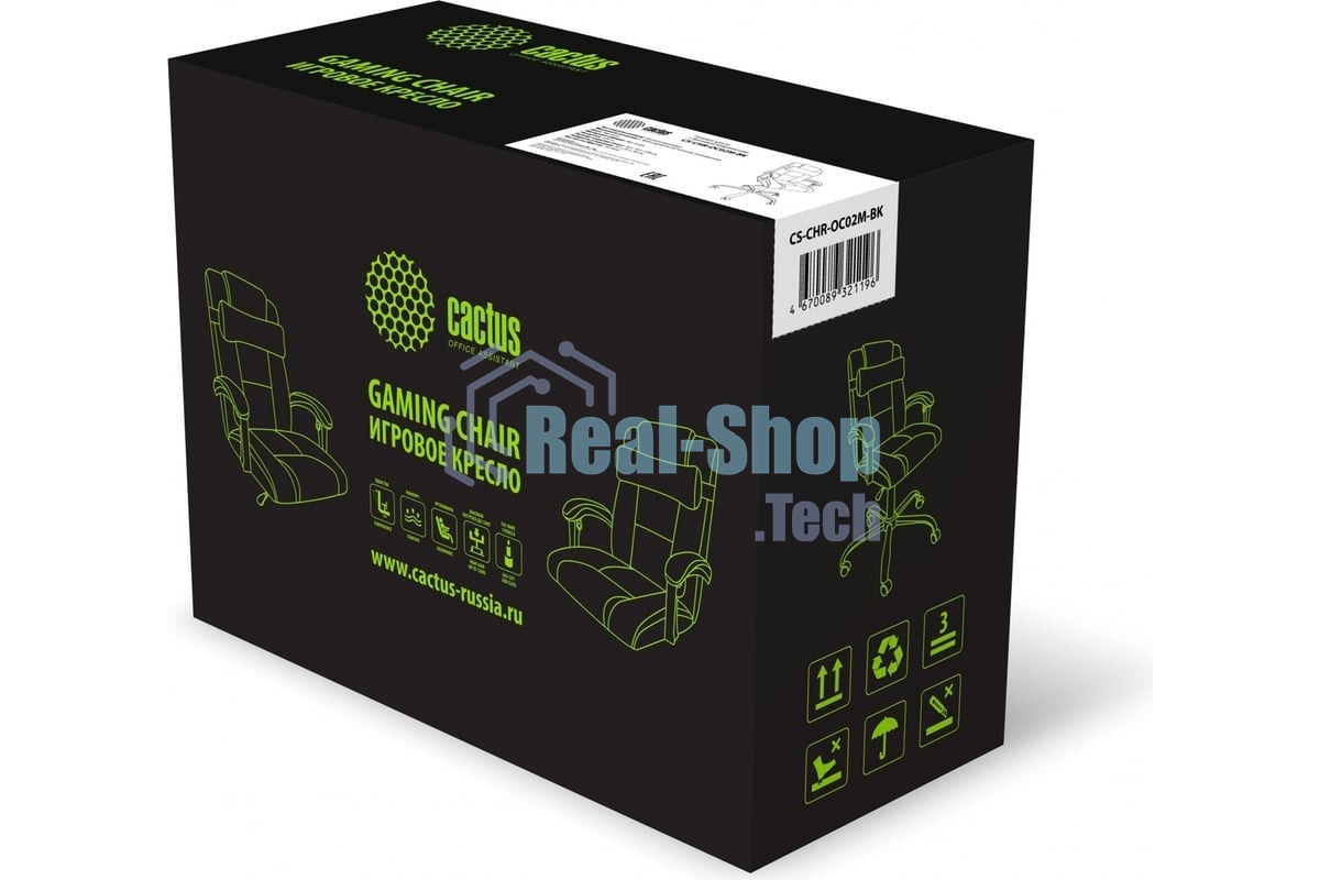 Кресло офисное Cactus CS-CHR-OC02M-BK черный, эко.кожа, крестов. сталь