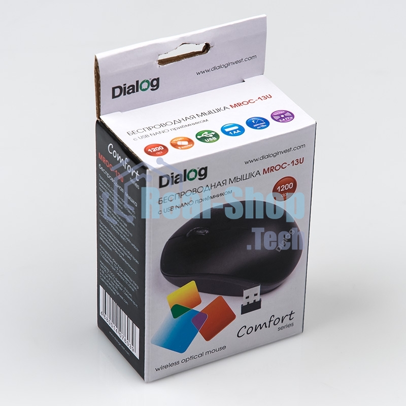Мышь беспроводная Dialog Comfort MROC-13U черный, 1200 dpi, радиоканал, USB, кнопки - 3