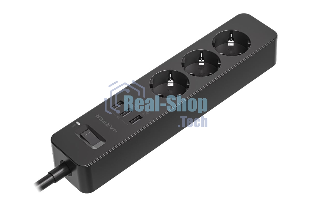 Удлинитель с USB зарядкой HARPER UCH-315 черный