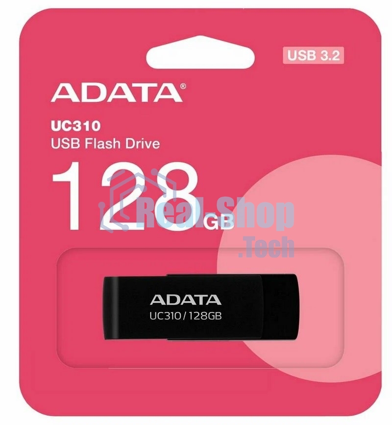 Флешка USB ADATA UC310 (UC310-128G-RBK), 128Gb, USB 3.2 Gen 1, R/W 100/30, черный