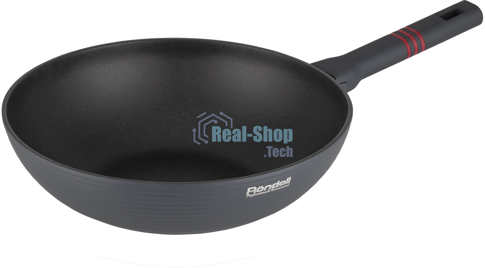 Сковорода ВОК (WOK) Rondell Stripes RDA-1618 круглая 28 см, покрытие: Xylan Plus ручка несъемная (без крышки) серый