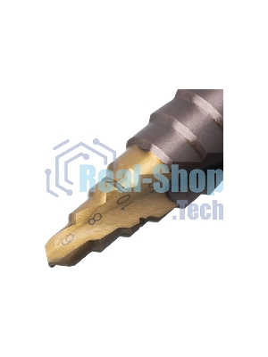 Сверло ступенчатое Denzel 6-8-10-12-14-16-18-20-22-24-26-28-30 мм, Р6М5К5, 6-гр. хвостовик