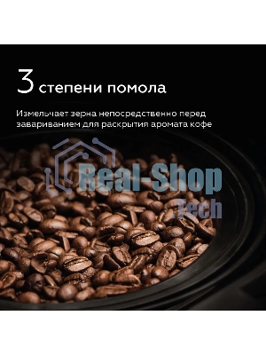 Кофеварка капельная со встроенной кофемолкой BQ CM1010 черный-стальной, исп. кофе - зерновой/молотый, 1.2 л, 1050 Вт.