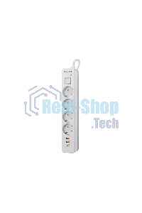 Удлинитель с сетевым фильтром Defender DFS 141, белый, 4розетки, USB+TypeC, 1.5 м.