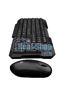 Комплект клавиатура и мышь ABR KW807 черный, интерфейс USB, беспроводной, 2.4G, RU/EN