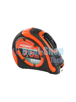 Рулетка PATRIOT MTA-7, автостоп, ударопрочный корпус, обрезиненная, 7,5м