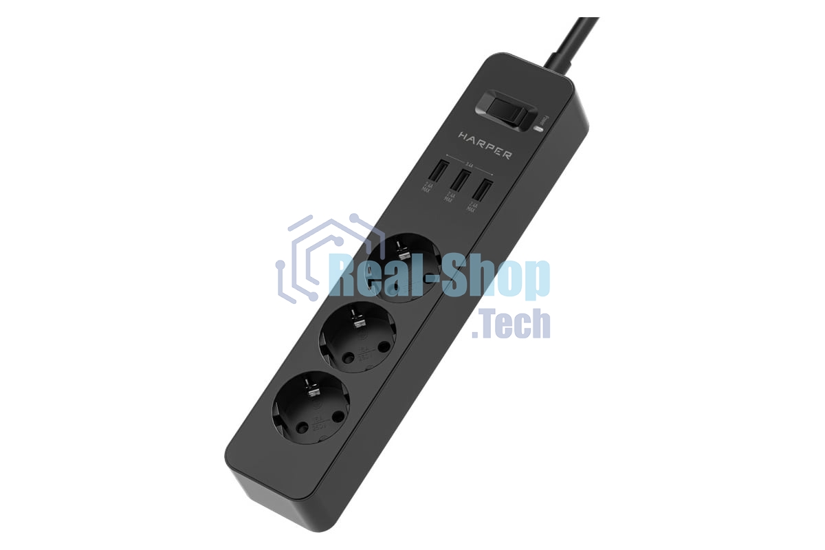 Удлинитель с USB зарядкой HARPER UCH-315 черный