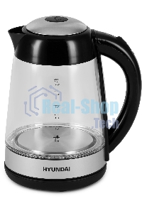 Чайник электрический Hyundai HYK-G3803 1.7л. 2200Вт черный/серебристый (корпус: стекло)