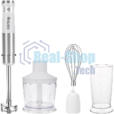 Погружной блендер KORTING KHB 0313 W, беспроводной, мощность 150 Вт, кнопочное управление, 3 насадки (блендер, измельчитель, миксер), 5 скоростей, объем чаши 500 мл, защита двигателя от перегрева/перегрузки, цвет белый