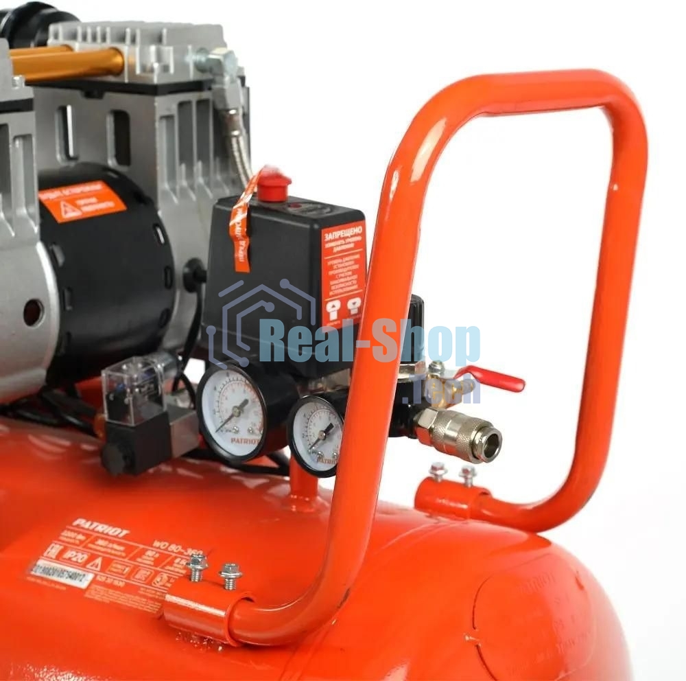 Компрессор Patriot поршневой безмасляный WO 80-360, 360 л/мин, 8 бар, 2200 Вт, 80 л, быстросъем и 