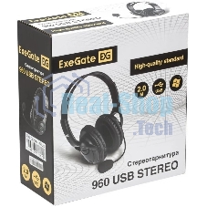 Гарнитура Exegate 960 USB Stereo чёрный, проводная, USB, регулятор громкости