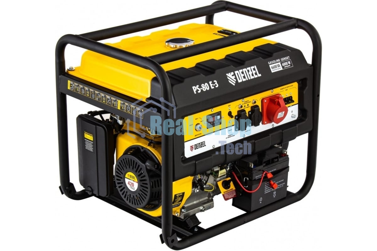 Электрогенератор бензиновый Denzel PS 80 E-3, 6.5 кВт, 85 дБ, 87 кг