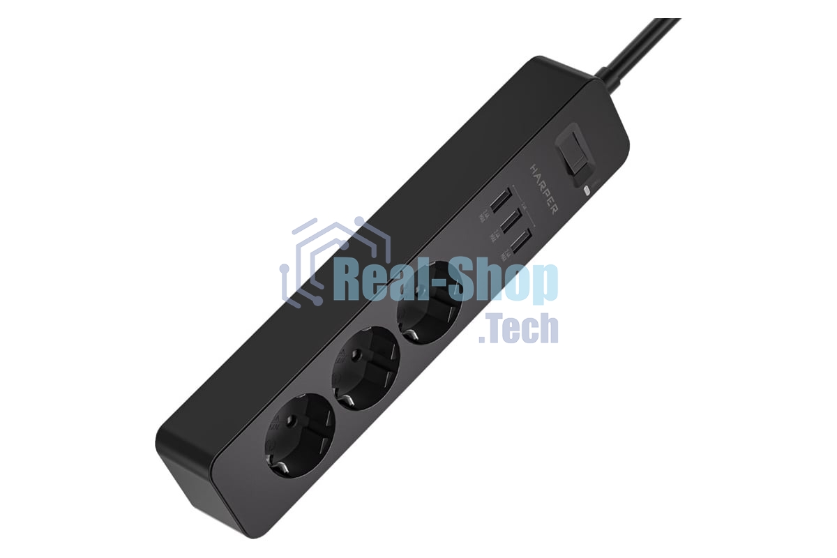 Удлинитель с USB зарядкой HARPER UCH-315 черный