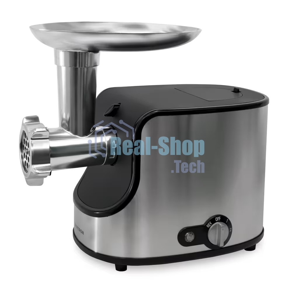 Мясорубка электрическая Samtron MG-105 серебристый , 1600 Вт, 1.6 кг/мин, реверс, защита от перегрузки, насадки - 8