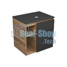 Тумба Bau Dream Blackwood 60 правая, графит, раковина BAU Nimb 51х41 белая, выпуск клик клак черный