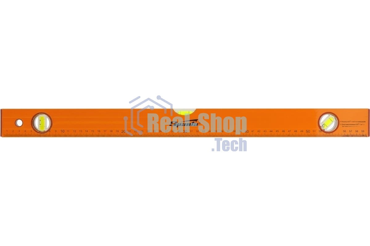 Уровень алюминиевый Sparta 600 мм, 3 глазка, желтый, линейка