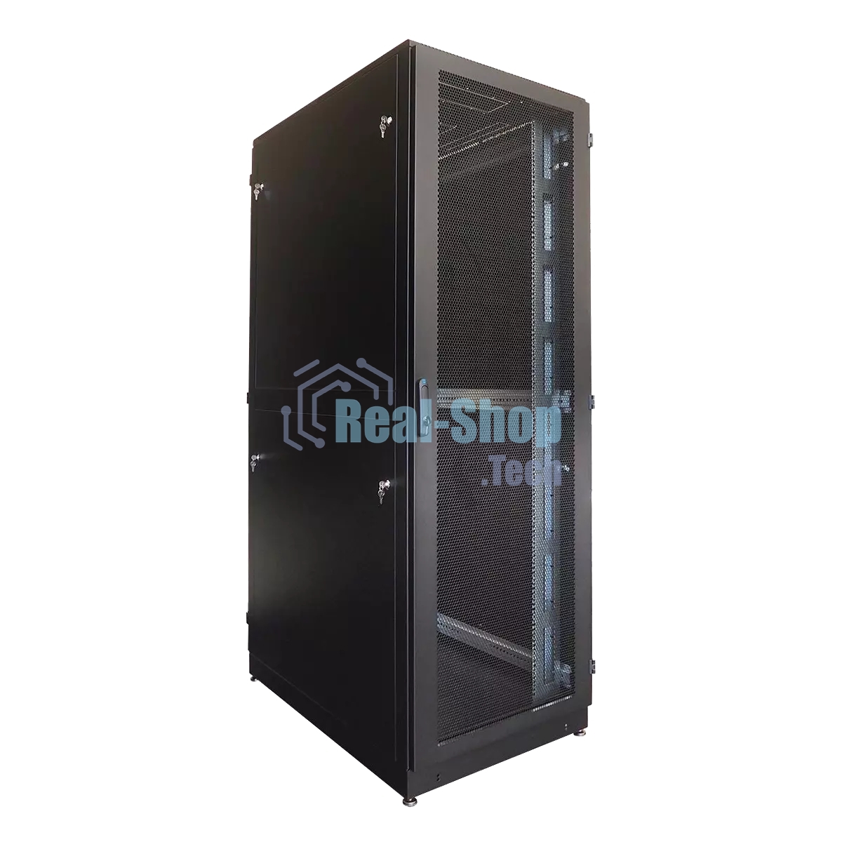 Шкаф серверный напольный 42U (800 1200) дверь перфорированная, задние двойные перфорированные