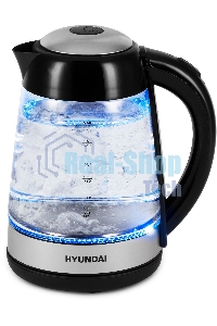 Чайник электрический Hyundai HYK-G3803 1.7л. 2200Вт черный/серебристый (корпус: стекло)