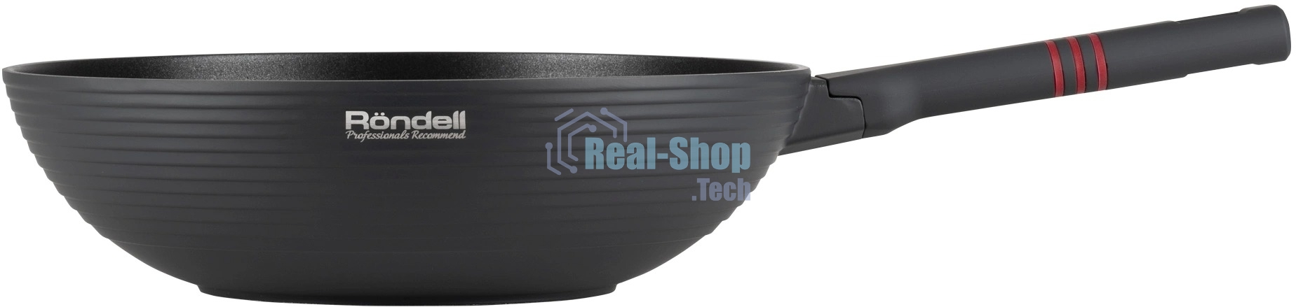 Сковорода ВОК (WOK) Rondell Stripes RDA-1618 круглая 28 см, покрытие: Xylan Plus ручка несъемная (без крышки) серый