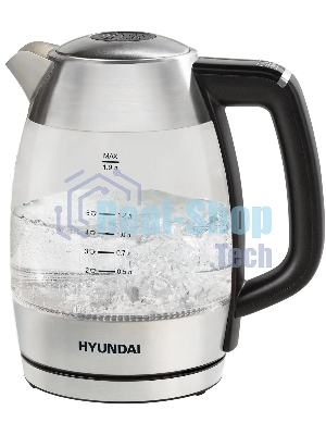 Чайник электрический Hyundai HYK-G9408, 1.9л, 2200Вт, черный/серебристый