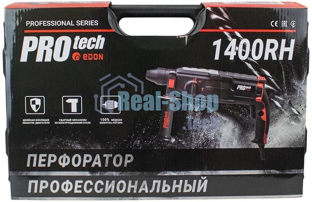 Перфоратор Edon ProTech 1400RH, SDS-plus, 1500 Вт, 3,2 Дж, от сети