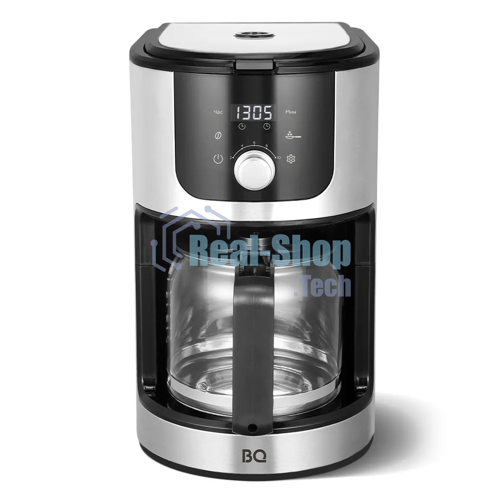 Кофеварка капельная со встроенной кофемолкой BQ CM1010 черный-стальной, исп. кофе - зерновой/молотый, 1.2 л, 1050 Вт.