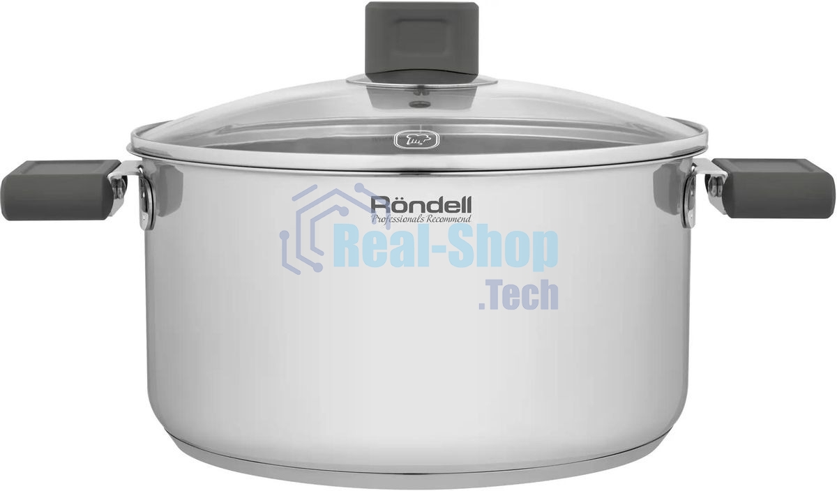Кастрюля Rondell Quadro RDS-1597, 5.1 л, 24 см, с крышкой, сталь