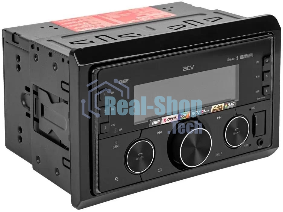 Автомагнитола ACV ADX-211BM, 2 DIN, Bluetooth, USB Type-A, AUX, пульт ДУ