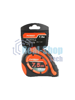 Рулетка PATRIOT MTA-7, автостоп, ударопрочный корпус, обрезиненная, 7,5м