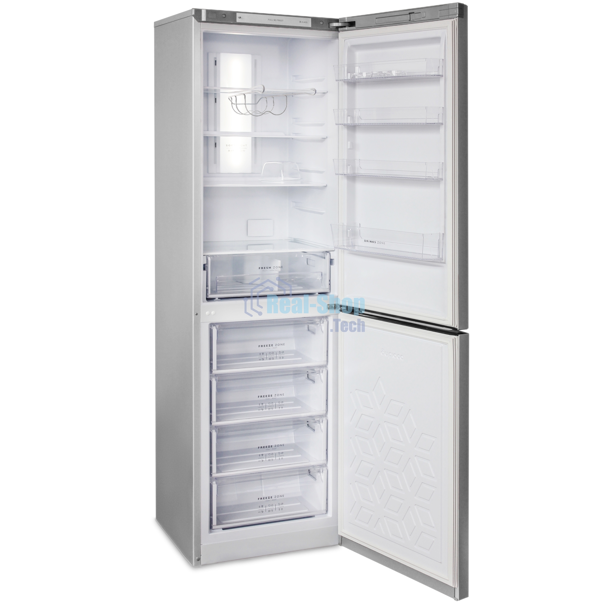 Холодильник Бирюса Б-M980NF металлик двухкамерный 240/130л морозилка снизу, No Frost