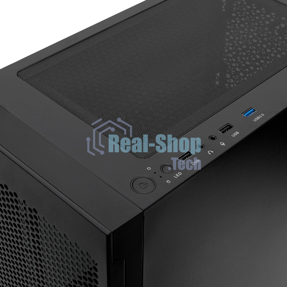 Компьютерный корпус без блока питания Case HSPD M540, Mesh Mid Tower, черный, TG, 0.45 SPCC, no fans, ATX, mATX, mITX, 160/300/150мм, 2x2.5