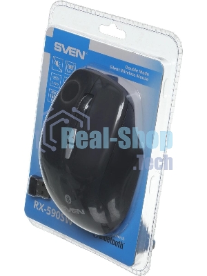 Мышь беспроводная SVEN RX-590SW черный, 1600 dpi, радиоканал, Bluetooth, USB, кнопки - 7