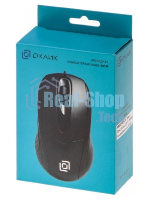 Мышь проводная Oklick 305M черный, 1000 dpi, USB, кнопки - 3