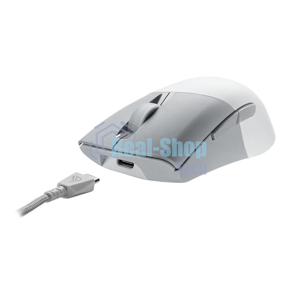Мышь беспроводная/проводная ASUS ROG Keris Wireless AimPoint белый, 36000 dpi, радиоканал, Bluetooth, USB, кнопки - 5