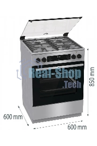 Плита комбинированная Gorenje GKS6C72XF серебристый, конфорок 4 газовых, духовка 71 л, 60 см x 85 см x 60 см