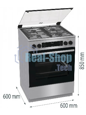 Плита комбинированная Gorenje GKS6C72XF серебристый, конфорок 4 газовых, духовка 71 л, 60 см x 85 см x 60 см