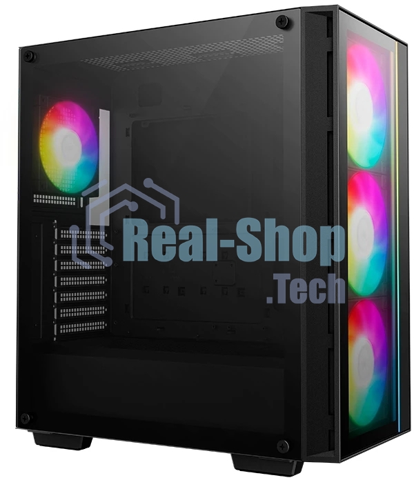 Компьютерный корпус Deepcool MATREXX 55 V4 без БП, боковое окно (закаленное стекло), 3xARGb LED 140мм вентилятора спереди, 1xARGb LED 120мм вентилятор сзади, черный, ATX